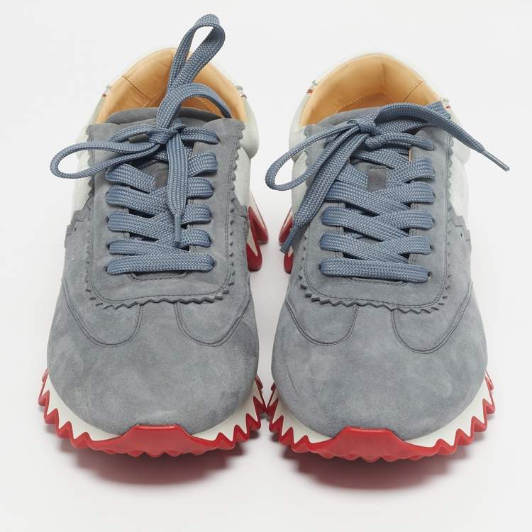 Pre Owned Christian Louboutin Multicolor Suede and Leather Loubishark Sneakers Size 43.5