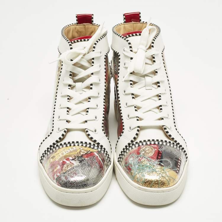 Pre Owned Christian Louboutin Multicolor Leather and Patent Leather Lou Pik Pik Orlato High Top Sneakers Size 42.5