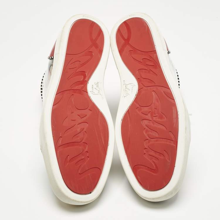 Pre Owned Christian Louboutin Multicolor Leather and Patent Leather Lou Pik Pik Orlato High Top Sneakers Size 42.5