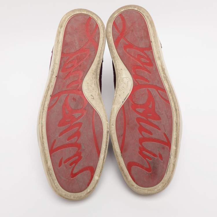Pre Owned Christian Louboutin Purple Suede High Top Sneakers Size 40