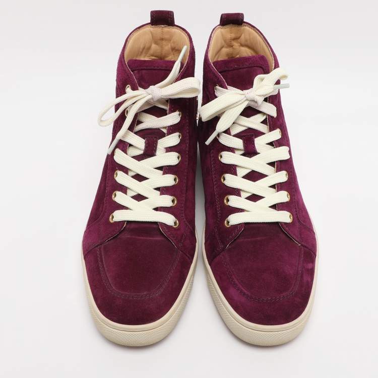 Pre Owned Christian Louboutin Purple Suede High Top Sneakers Size 40
