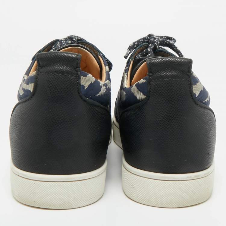 Pre Owned Christian Louboutin Multicolor Canvas and Leather Louis Junior Spikes Lace Up Sneakers Size 45