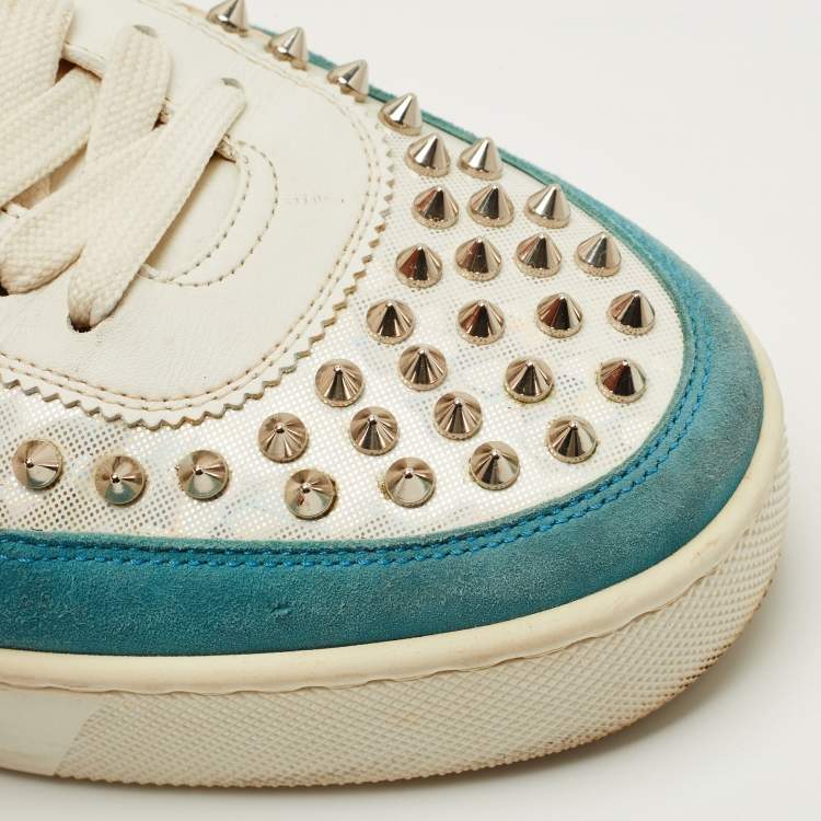 Pre Owned Christian Louboutin Tricolor Leather and Suede Happyrui Low Top Sneakers Size 42.5