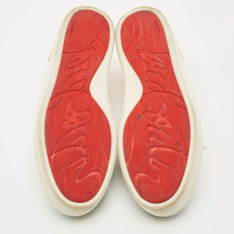 Pre Owned Christian Louboutin Tricolor Leather and Suede Happyrui Low Top Sneakers Size 42.5
