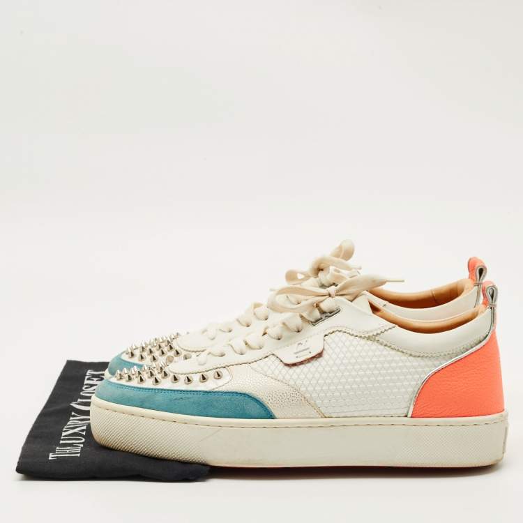 Pre Owned Christian Louboutin Tricolor Leather and Suede Happyrui Low Top Sneakers Size 42.5