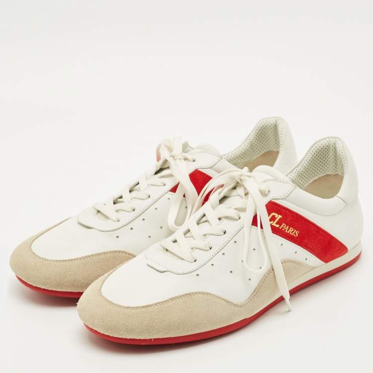 Pre Owned Christian Louboutin Tricolor Leather and Suede My K Low Sneakers Size 43