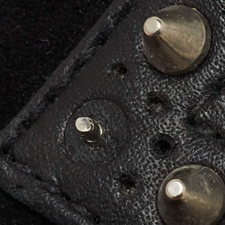 Pre Owned Christian Louboutin Black Suede and Leather Spiked Mr Blake Lace Up Oxfords Size 41.5