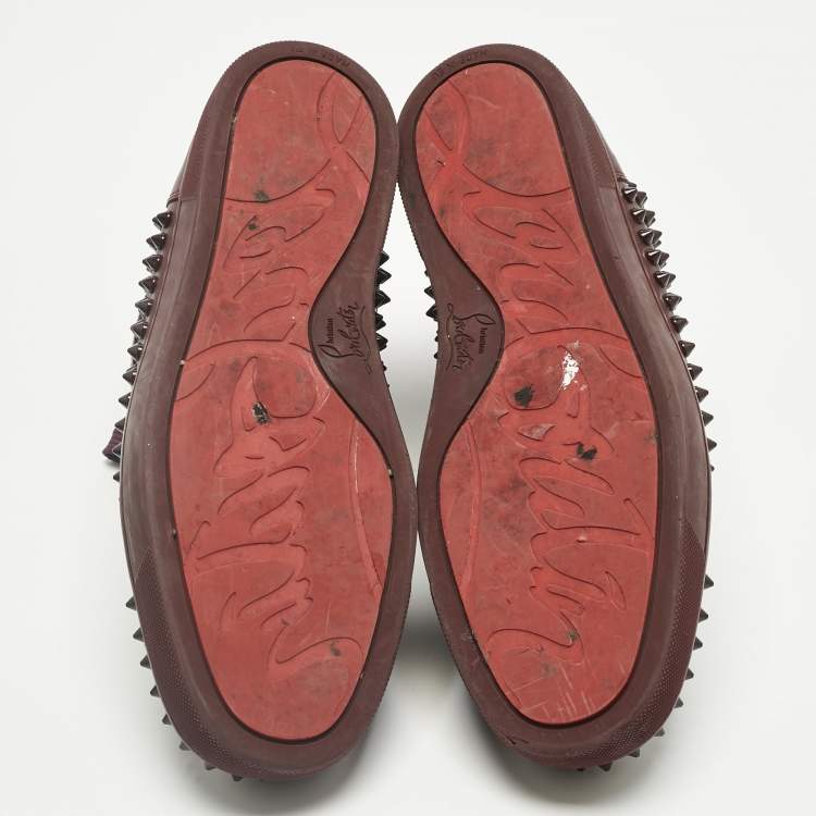 Pre Owned Christian Louboutin Purple Leather Louis Spikes High Top Sneakers Size 40.5