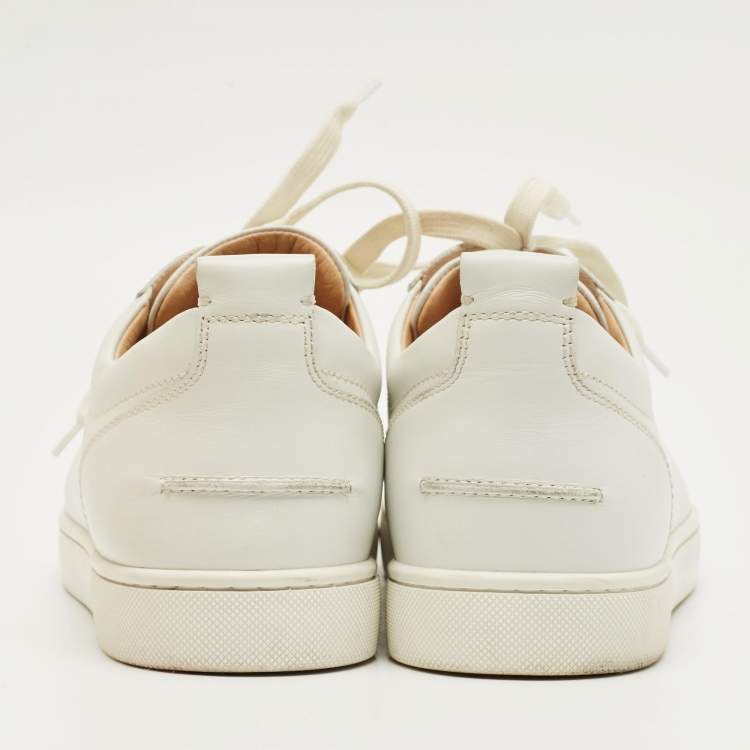 Pre Owned Christian Louboutin White Leather Louis Junior Spikes Sneakers Size 42