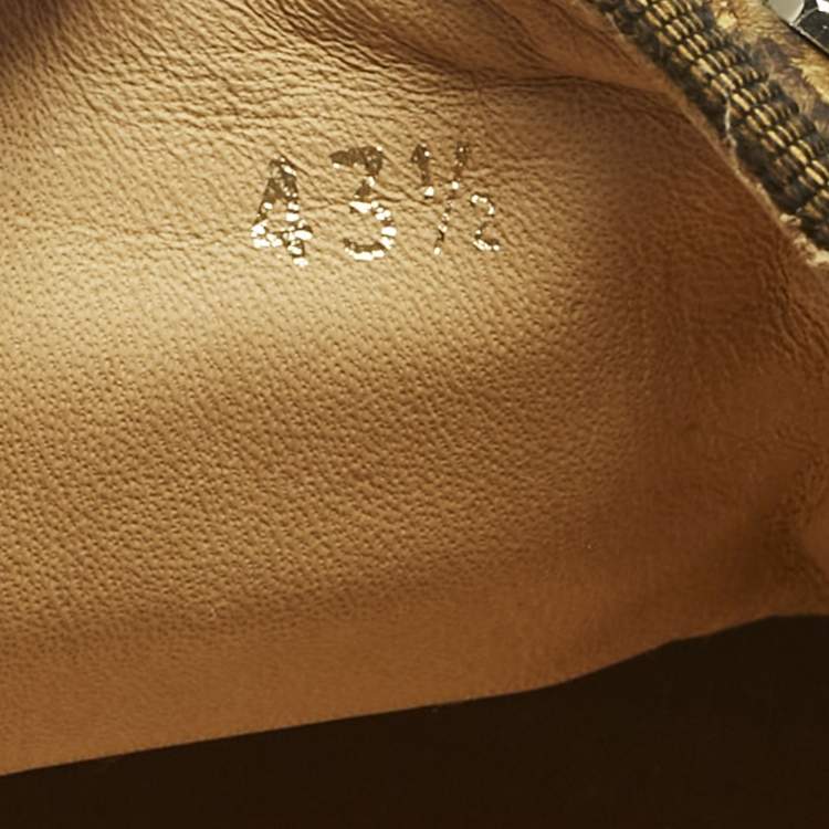 Pre Owned Christian Louboutin Gold Python Leather Pik Boat Slip On Sneakers Size 43.5