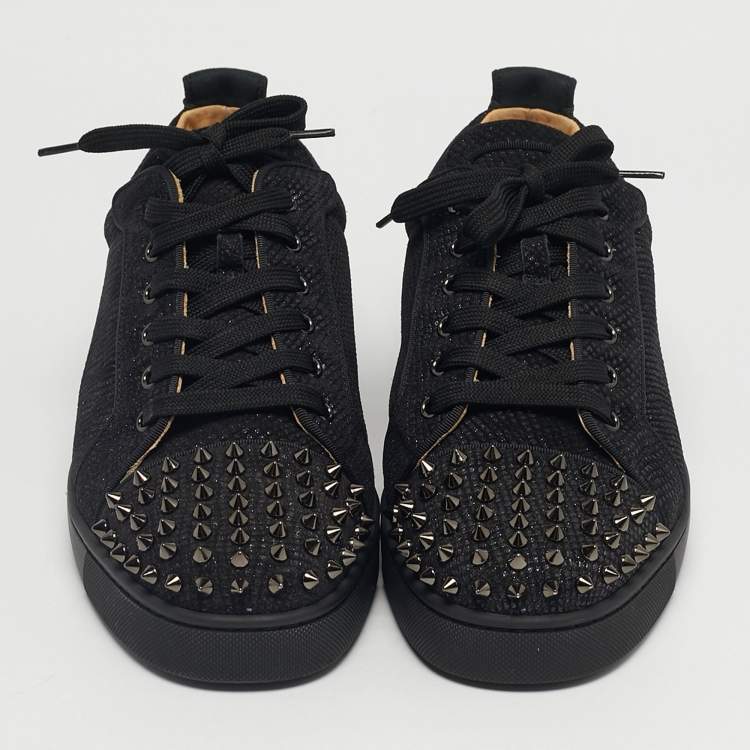 Pre Owned Christian Louboutin Black Suede Fun Louis Junior Spikes Sneakers Size 44