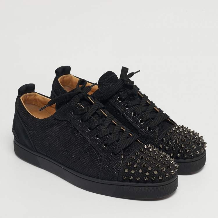 Pre Owned Christian Louboutin Black Suede Fun Louis Junior Spikes Sneakers Size 44