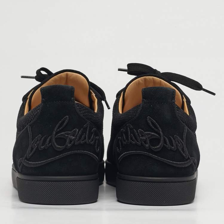 Pre Owned Christian Louboutin Black Suede Fun Louis Junior Spikes Sneakers Size 44