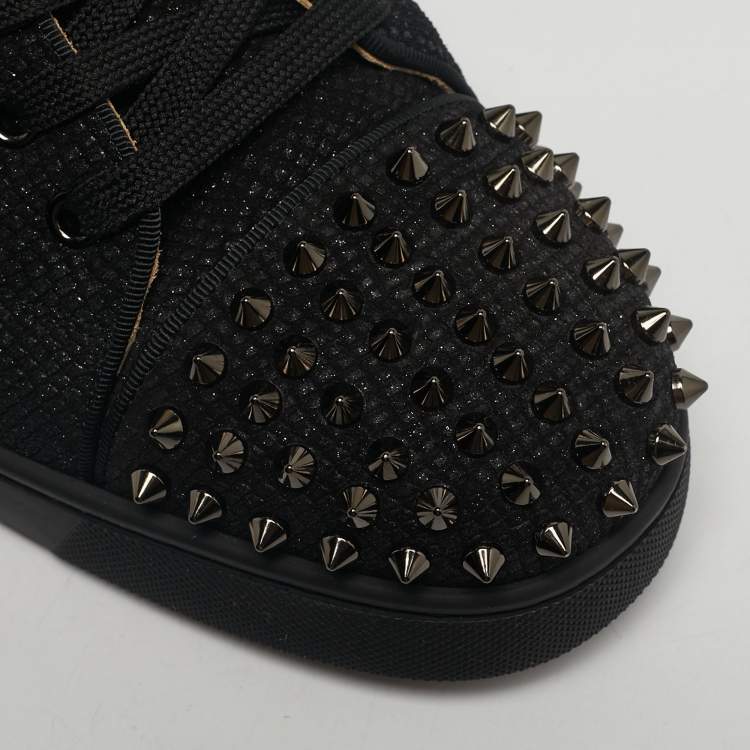 Pre Owned Christian Louboutin Black Suede Fun Louis Junior Spikes Sneakers Size 44