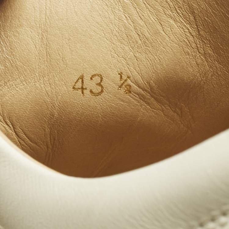 Pre Owned Christian Louboutin White Leather and Suede Crystal Embellish Louis Lace Up Sneakers Size 43.5