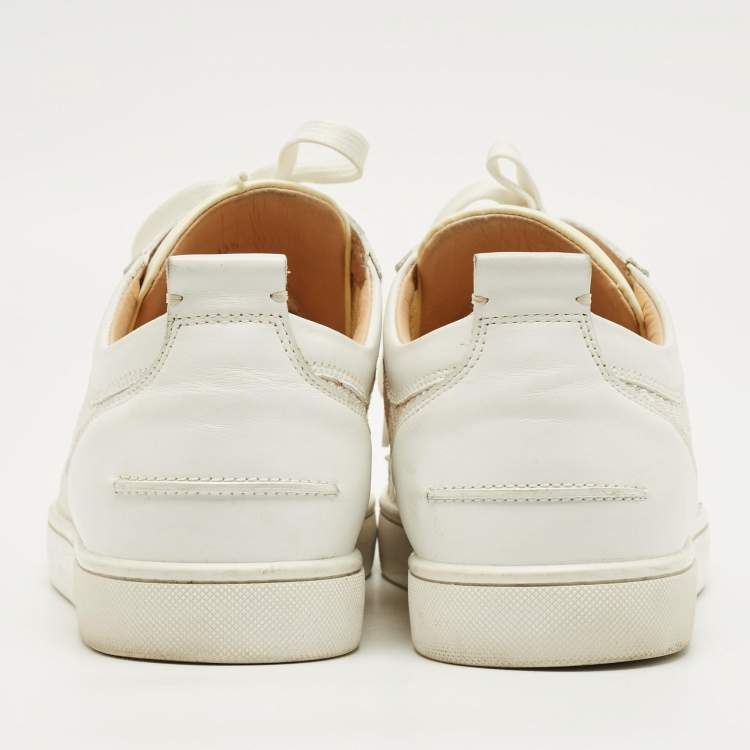 Pre Owned Christian Louboutin White Leather and Mesh Spike Lace Up Sneakers Size 43.5