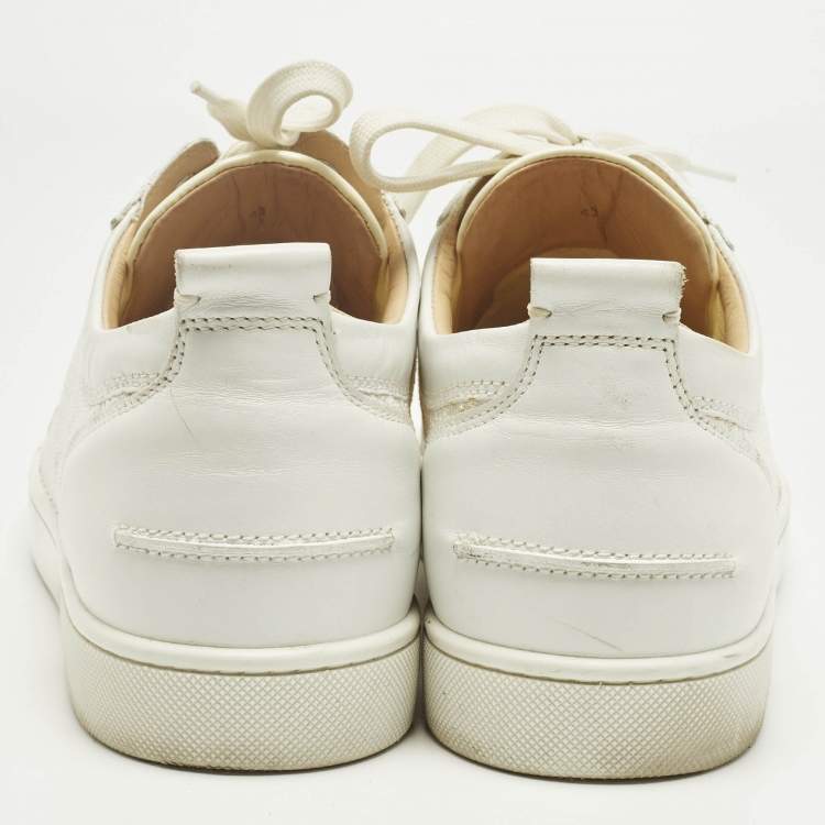 Pre Owned Christian Louboutin White Leather and Mesh Louis Spikes Lace Up Sneakers Size 43