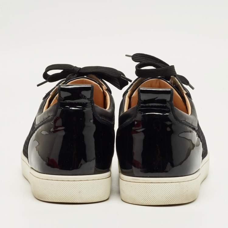Pre Owned Christian Louboutin Black Leather and Mesh Louis Junior Sneakers Size 43