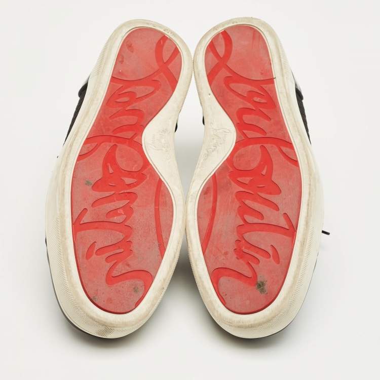 Pre Owned Christian Louboutin Black Leather and Mesh Louis Junior Sneakers Size 43