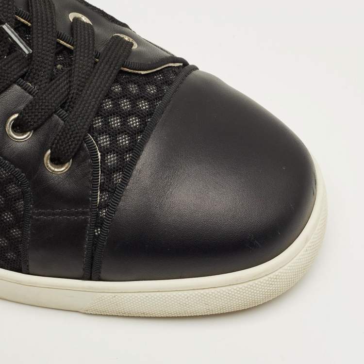 Pre Owned Christian Louboutin Black Leather and Mesh Louis Junior Sneakers Size 43