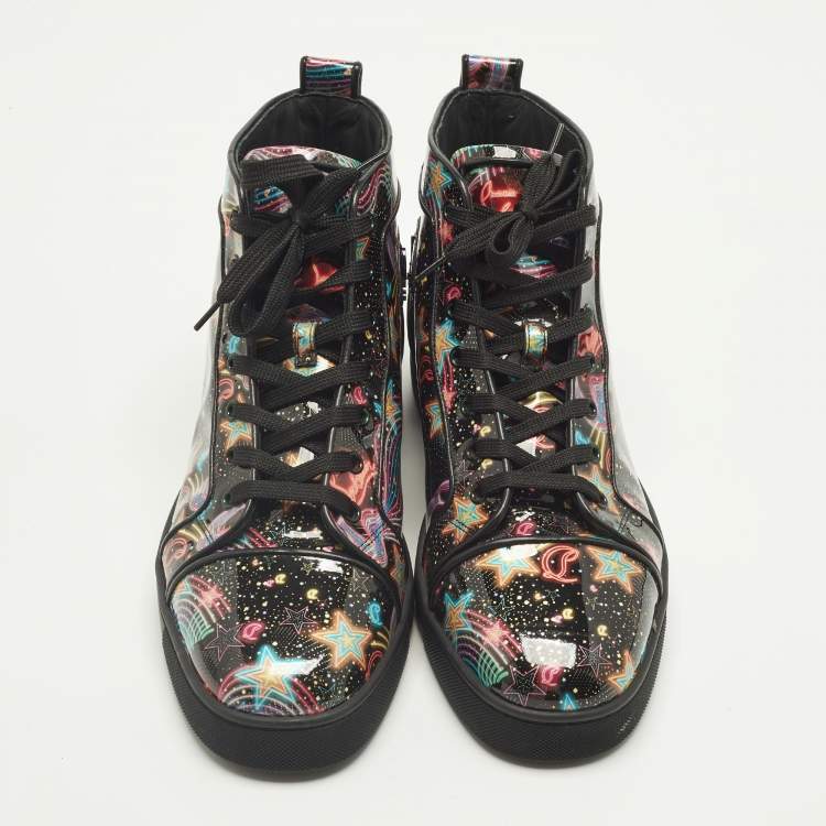 Pre Owned Christian Louboutin Orlato Size 44 Multicolor Patent Leather High Top Sneakers