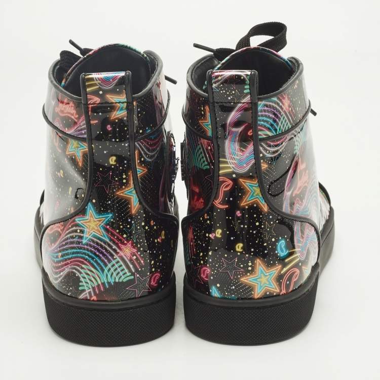 Pre Owned Christian Louboutin Orlato Size 44 Multicolor Patent Leather High Top Sneakers