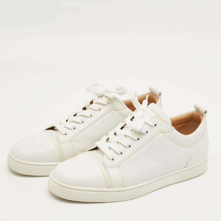 Pre Owned Christian Louboutin Louis Junior Size 43 White Leather Lace Up Sneakers