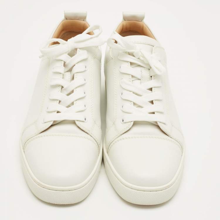 Pre Owned Christian Louboutin Louis Junior Size 43 White Leather Lace Up Sneakers