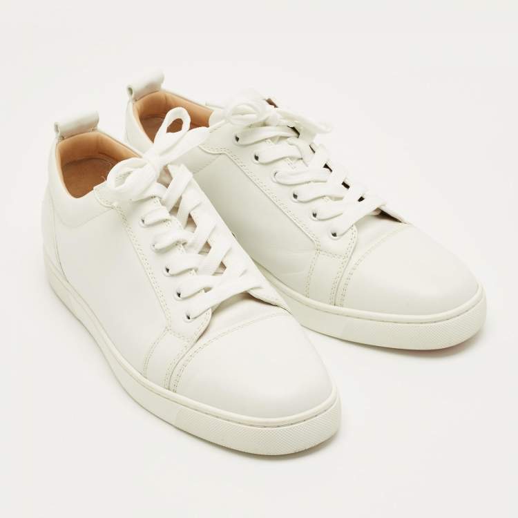 Pre Owned Christian Louboutin Louis Junior Size 43 White Leather Lace Up Sneakers