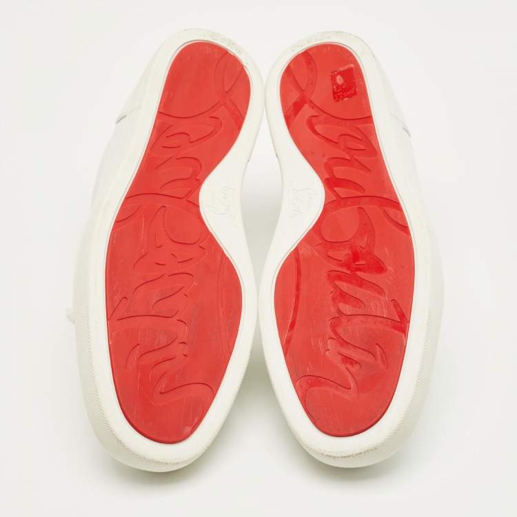 Pre Owned Christian Louboutin Louis Junior Size 43 White Leather Lace Up Sneakers
