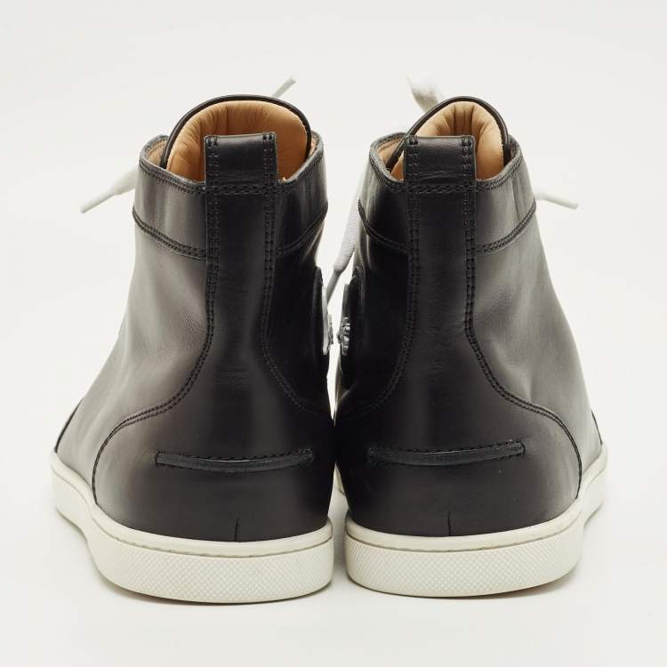 Pre Owned Christian Louboutin Louis Flat Size 43 Black Leather High Top Sneakers