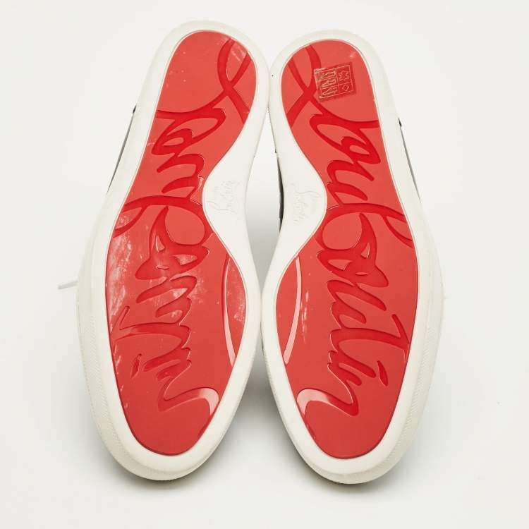 Pre Owned Christian Louboutin Louis Flat Size 43 Black Leather High Top Sneakers