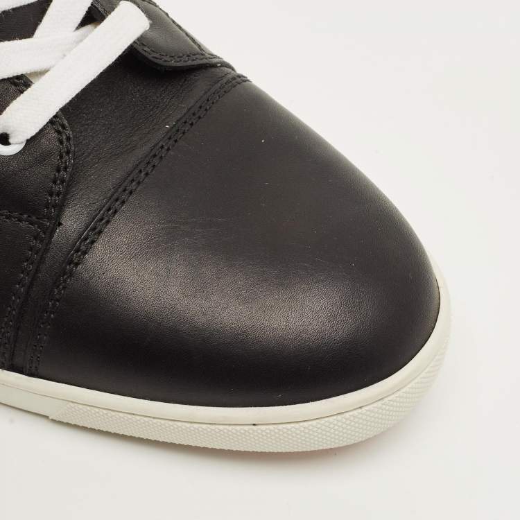 Pre Owned Christian Louboutin Louis Flat Size 43 Black Leather High Top Sneakers