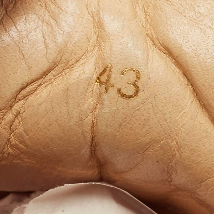 Pre Owned Christian Louboutin Rantulow Size 43 White/Navy Blue Leather and Woven Fabric Low Top Sneakers