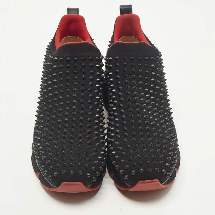 Pre Owned Christian Louboutin spike sock Size 43.5 Black Neoprene Slip On Sneakers