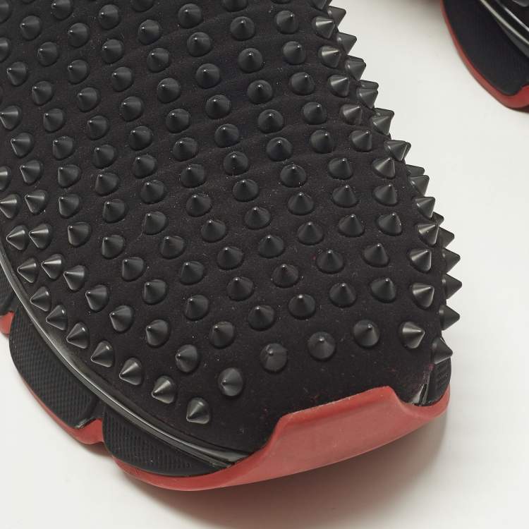 Pre Owned Christian Louboutin spike sock Size 43.5 Black Neoprene Slip On Sneakers
