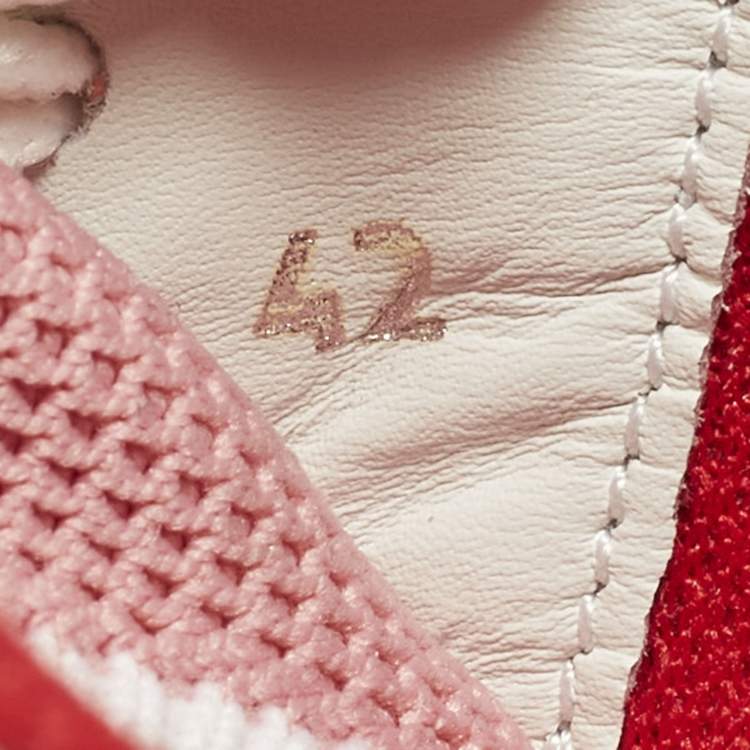 Pre Owned Christian Louboutin Astroloubi Size 42 Pink/Whtite Fabric and Leather Lace Up Sneakers