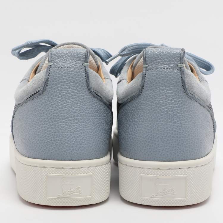 Pre Owned Christian Louboutin Happy Rui Size 45 Powder Blue Leather and Nylon Low Top Sneakers