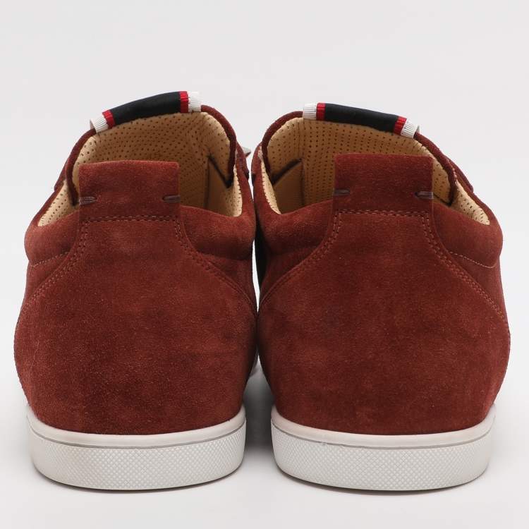 Pre Owned Christian Louboutin F.A.V Fique A Vontade Size 45 Copper Suede Slip On Sneakers