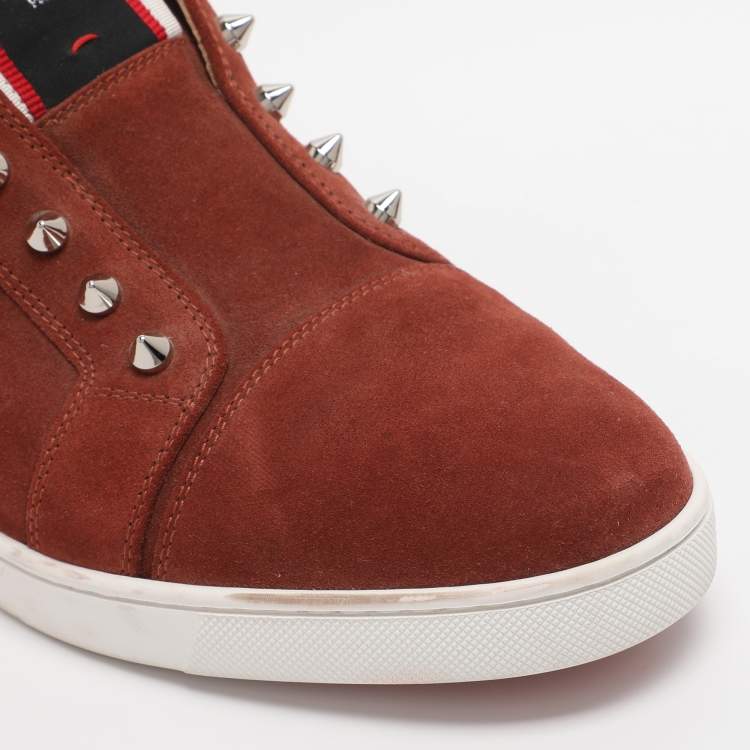 Pre Owned Christian Louboutin F.A.V Fique A Vontade Size 45 Copper Suede Slip On Sneakers