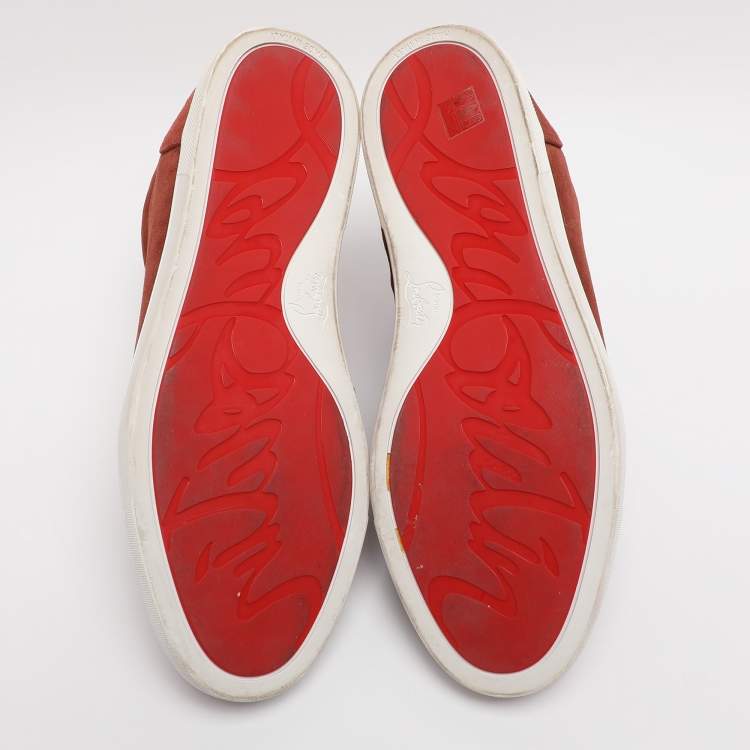 Pre Owned Christian Louboutin F.A.V Fique A Vontade Size 45 Copper Suede Slip On Sneakers