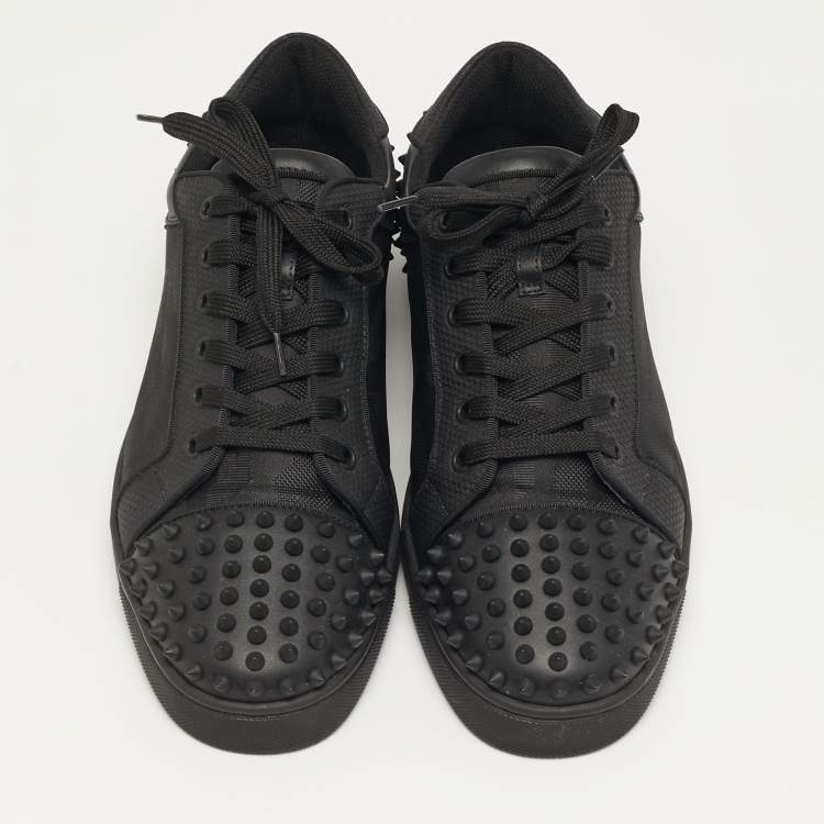 Pre Owned Christian Louboutin Seavaste 2 Size 43 Black Canvas and Leather Lace Up Sneakers