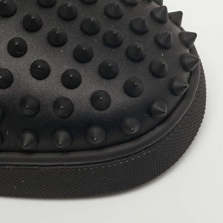 Pre Owned Christian Louboutin Seavaste 2 Size 43 Black Canvas and Leather Lace Up Sneakers