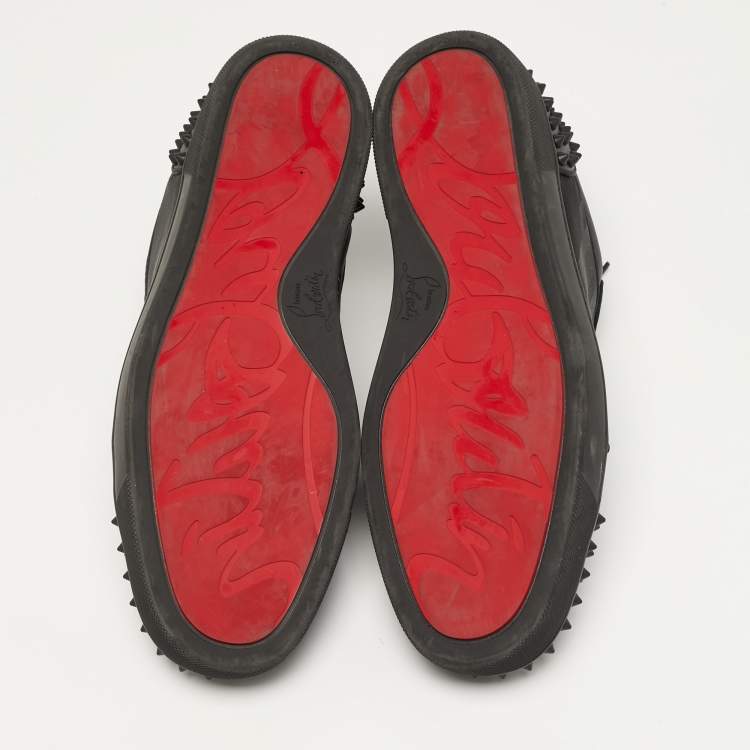 Pre Owned Christian Louboutin Seavaste 2 Size 43 Black Canvas and Leather Lace Up Sneakers