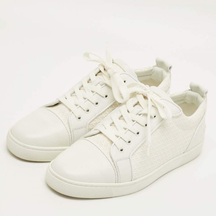 Pre Owned Christian Louboutin Louis Junior Size 43 White Perforated Leather Low Top Sneakers