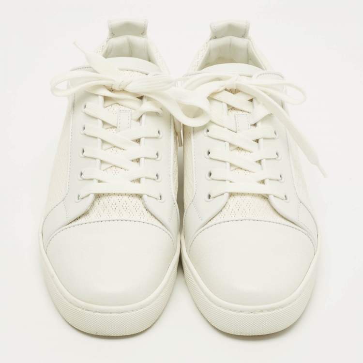 Pre Owned Christian Louboutin Louis Junior Size 43 White Perforated Leather Low Top Sneakers