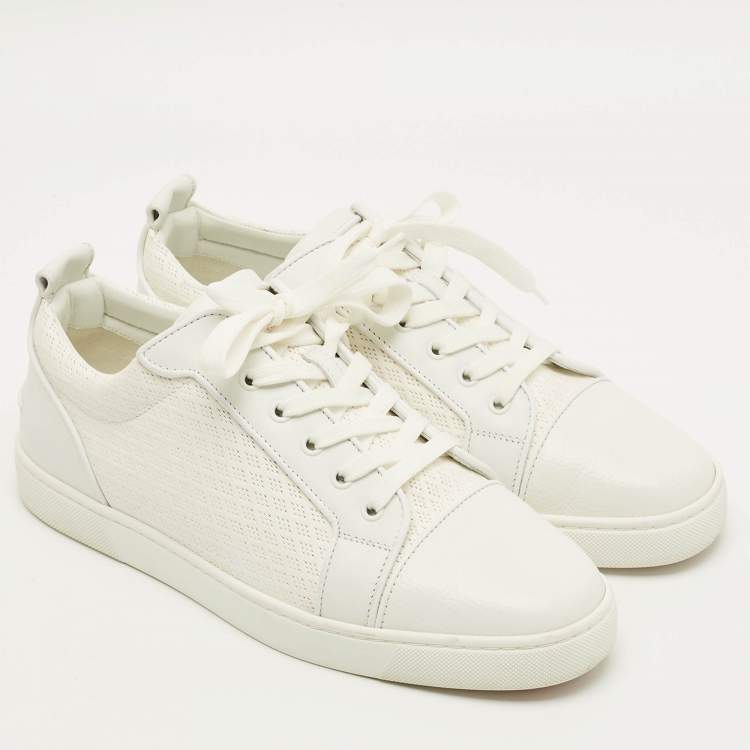 Pre Owned Christian Louboutin Louis Junior Size 43 White Perforated Leather Low Top Sneakers