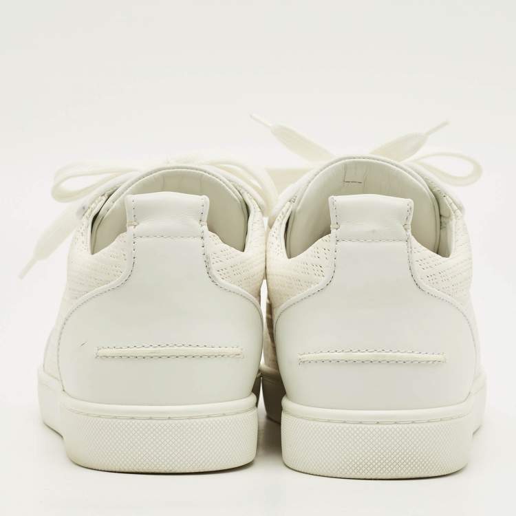 Pre Owned Christian Louboutin Louis Junior Size 43 White Perforated Leather Low Top Sneakers