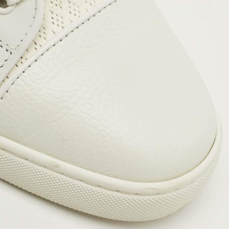 Pre Owned Christian Louboutin Louis Junior Size 43 White Perforated Leather Low Top Sneakers