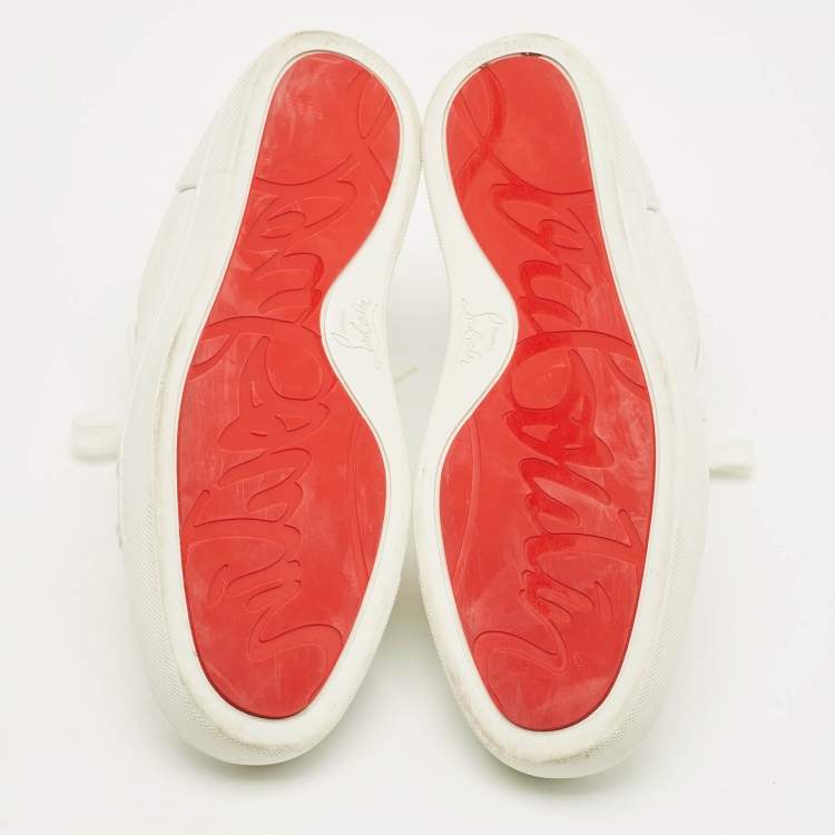 Pre Owned Christian Louboutin Louis Junior Size 43 White Perforated Leather Low Top Sneakers
